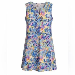 Stella Parker Tropical Print Sleeveless Dress Size L Colorful Shift